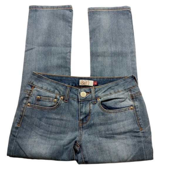 SO Womens Straight Leg Jeans Size 3 Medium Wash - Picture 1 of 8